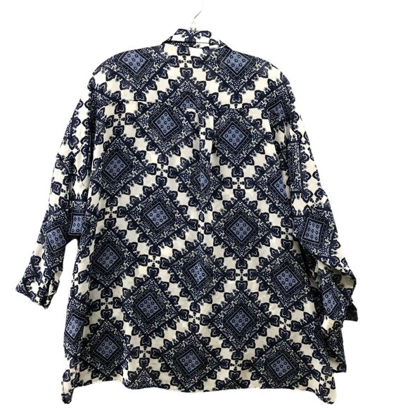 Sans Souci Oversized Chiffon Overshirt Womens XS Button Down High Low Paisley - Picture 2 of 8